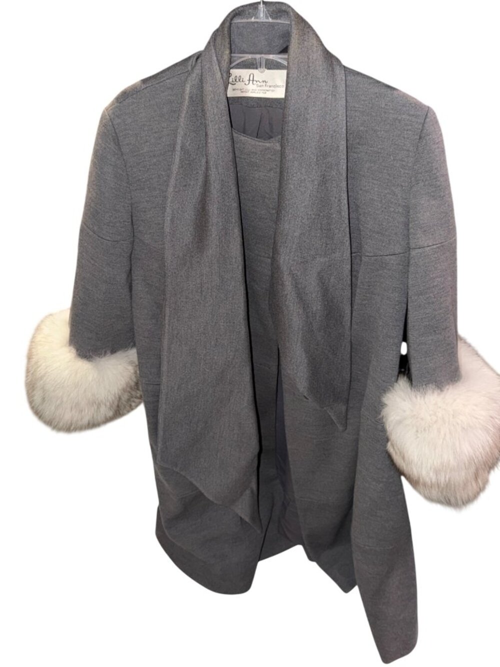 Vintage Lilli Ann San Francisco Gray Coat Fur Cuffs ILGWU